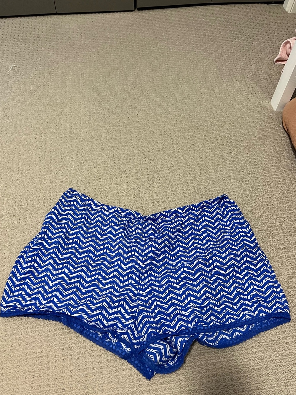 George Blue Chevron Lace-Trim Athletic Shorts